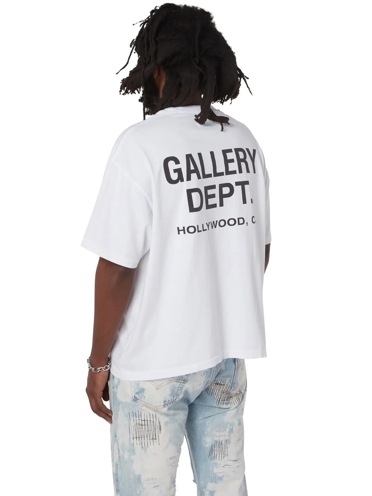 GALLERY DEPT. SOUVENIR TEE English LOGO commemorative basic short-sleeved white S-XL original consistent cotton and linen cylindrical fabric high poundage 230g fabric accessories matching correct version